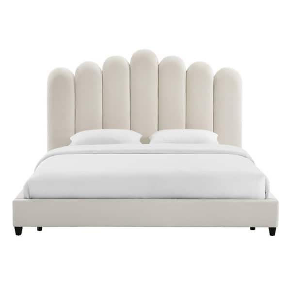 Shop Celine Cream Velvet Bed In Queen Overstock 27126171