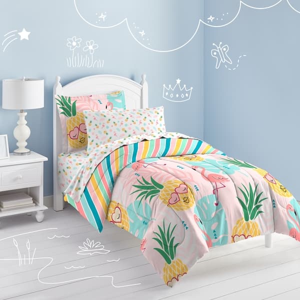 slide 2 of 5, Dream Factory Pineapple 7-Piece Bed in a Bag with Sheet Set