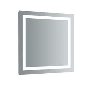 Fresca Santo 30" Wide x 30" Tall Bathroom Mirror w/ LED Lighting and Defogger - Silver