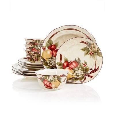 222 Fifth Yuletide Celebration 16 Piece Dinnerware Set, Service for 4