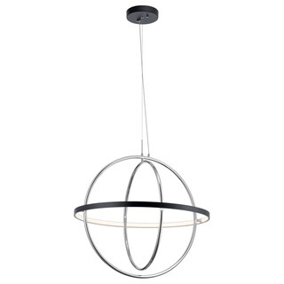 Elan Arvo Integrated LED Matte Black with Chrome Orb Chandelier (29.25" x 32") - Chandeliers For Bedrooms by Overstock.com