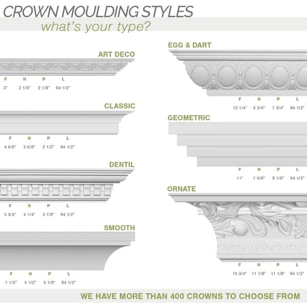 Marseille French Scroll Crown Moulding 2 5 8 H X 2 3 8 P X 3 5 8 F X 94 1 2 L Overstock 27129312