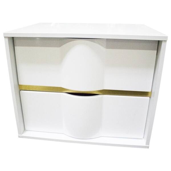 Shop Best Master Furniture White With Gold 2 Drawer Nightstand Overstock 27129622