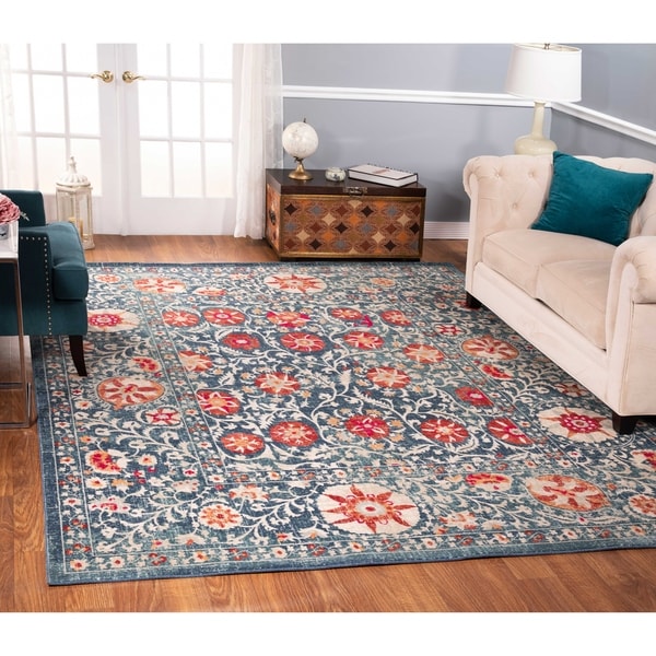 The Curated Nomad Nob Hill Distressed Blue/ Red Rug