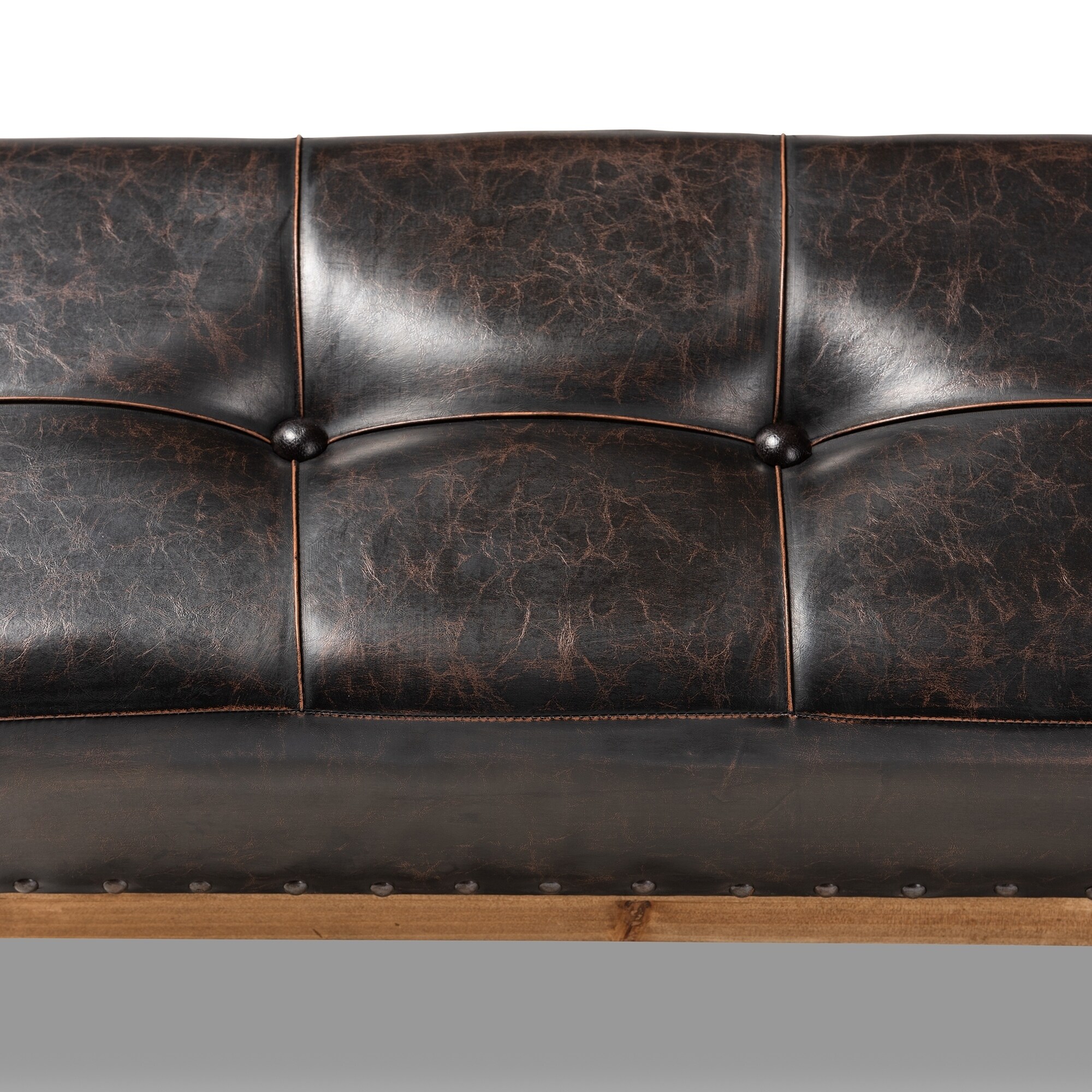 dark brown faux leather material