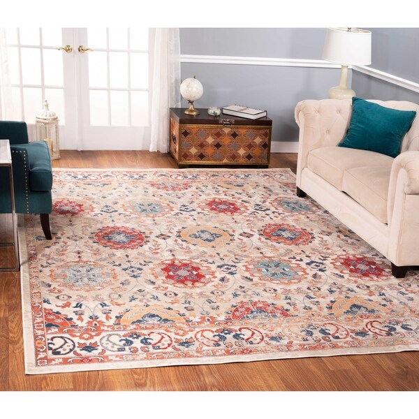 Shop The Curated Nomad Nob Hill Distressed Green/ Rust Rug Free