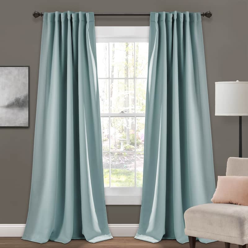 Porch & Den Linda Insulated Back Tab Blackout Window Curtain Panel Pair - 52"W x 95"L - Blue
