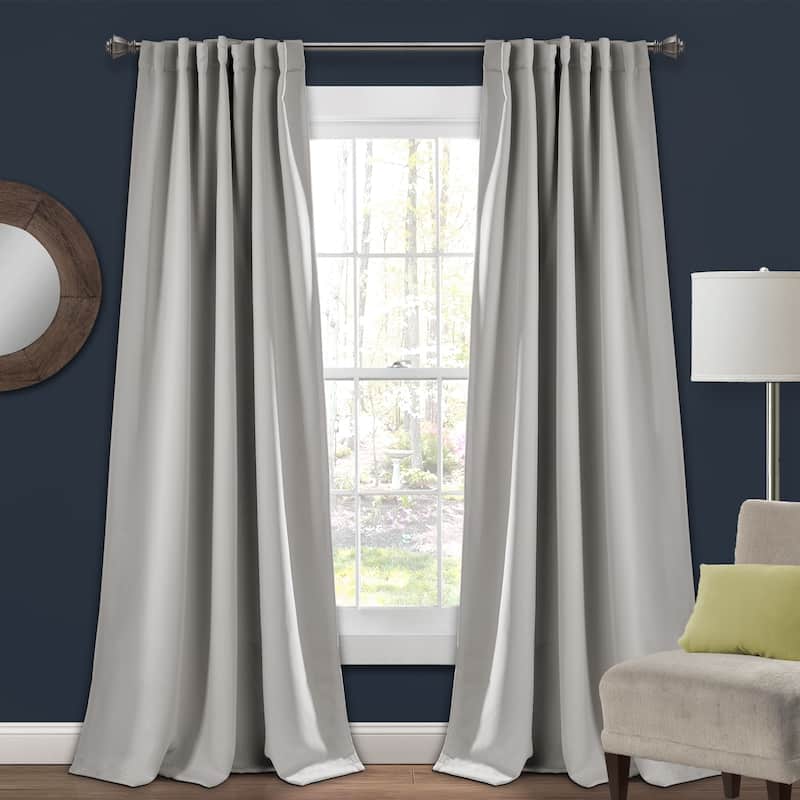 Porch & Den Linda Insulated Back Tab Blackout Window Curtain Panel Pair - 52"W x 95"L - Light Grey