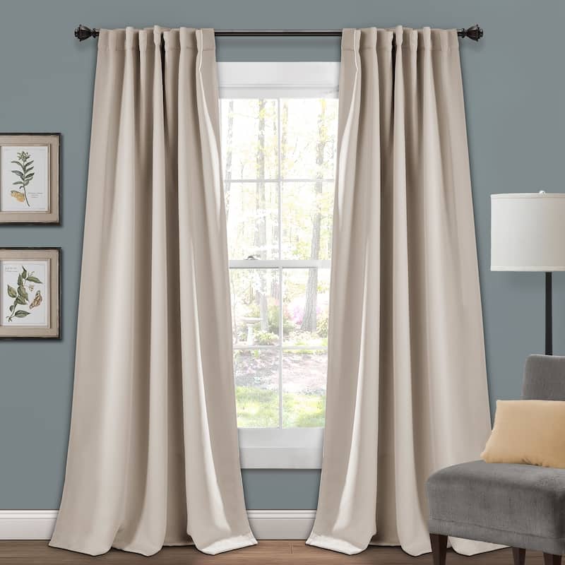 Porch & Den Linda Insulated Back Tab Blackout Window Curtain Panel Pair - 52"W x 95"L - Wheat