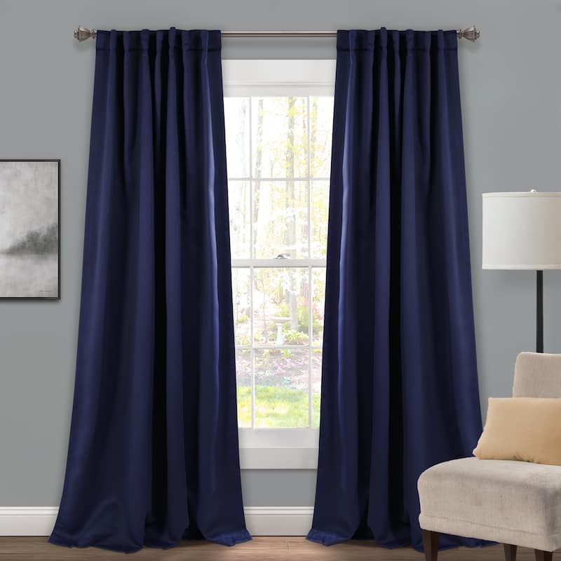 Porch & Den Linda Insulated Back Tab Blackout Window Curtain Panel Pair - 52"W x 84"L - Navy