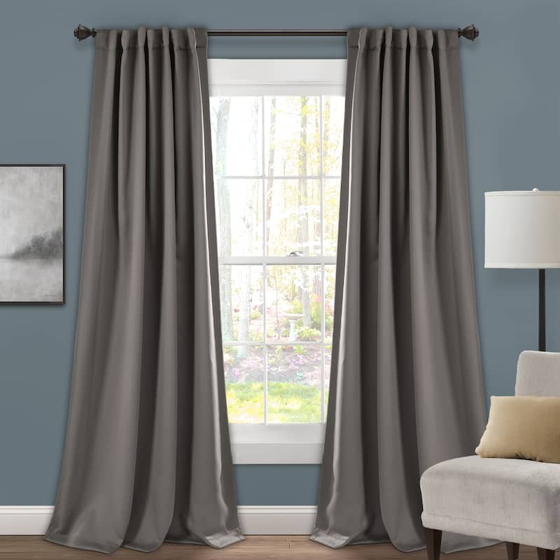 Porch & Den Linda Insulated Back Tab Blackout Window Curtain Panel Pair - 52"W x 95"L - Dark Gray