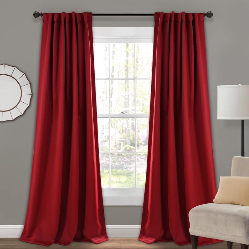 Porch & Den Linda Insulated Back Tab Blackout Window Curtain Panel Pair - 52"W x 84"L - Red