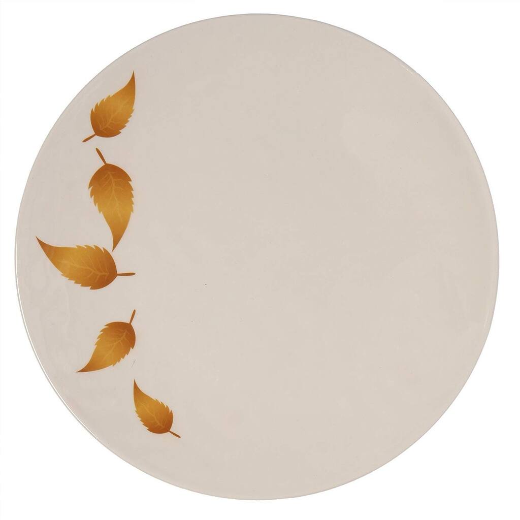 Melange 6-Piece Melamine Dinner Plate Set (Gold Leaves Collection )|Shatter-Proof and Chip-Resistant Melamine Dinner Plates