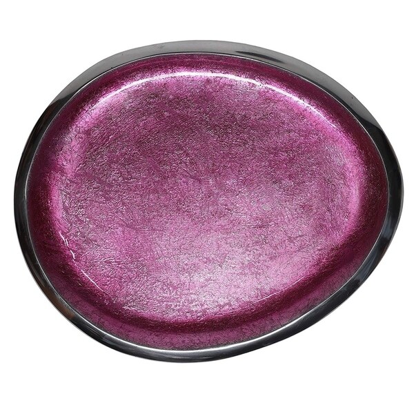 Melange Home Decor Cuivre Collection,12-inch Oval Platter,Dark Pink