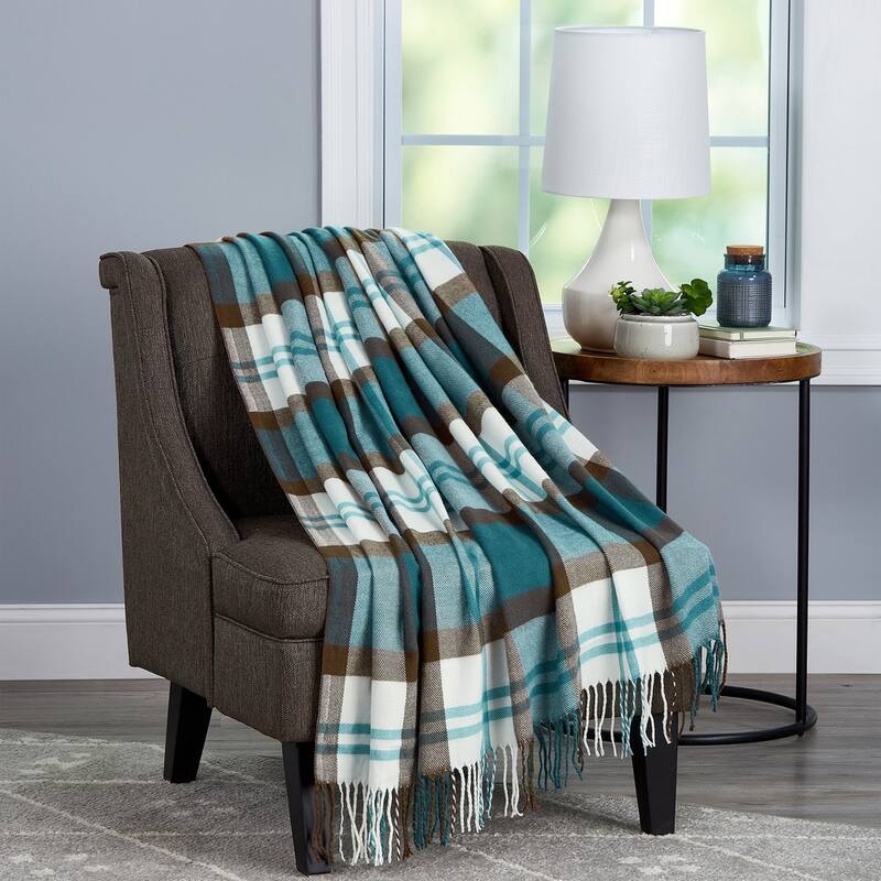 Soft Throw Blanket - Oversized, Vintage-Look, and Cashmere-Like Woven Acrylic Throw by Windsor Home - Bristol Plaid