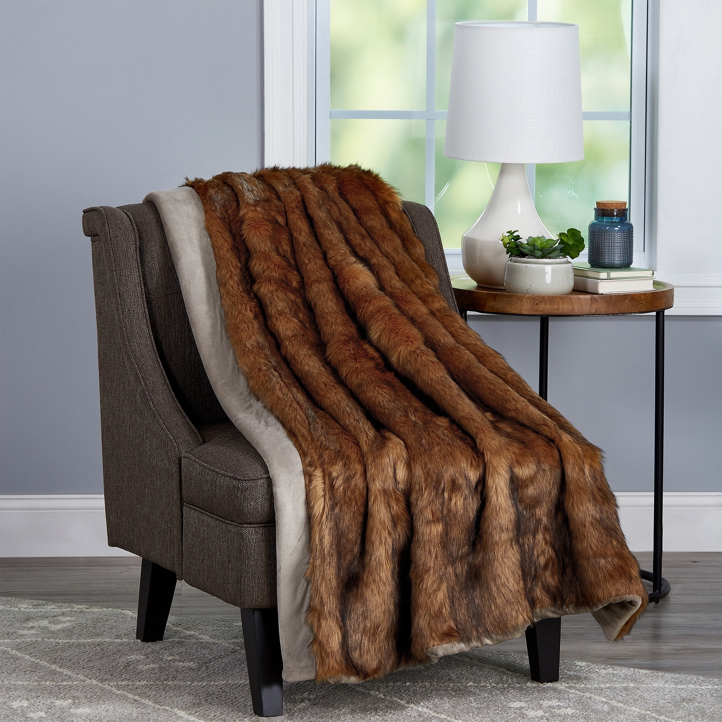 Faux Fur Throw Blanket 60x70 HypoallergenicPremium Imitation