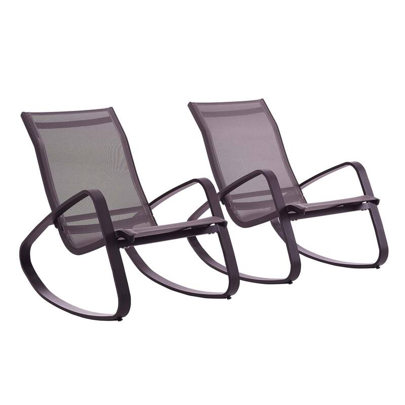 Havenside Home Coffman Cove Rocking Outdoor Mesh Lounge Chair (Set of 2)