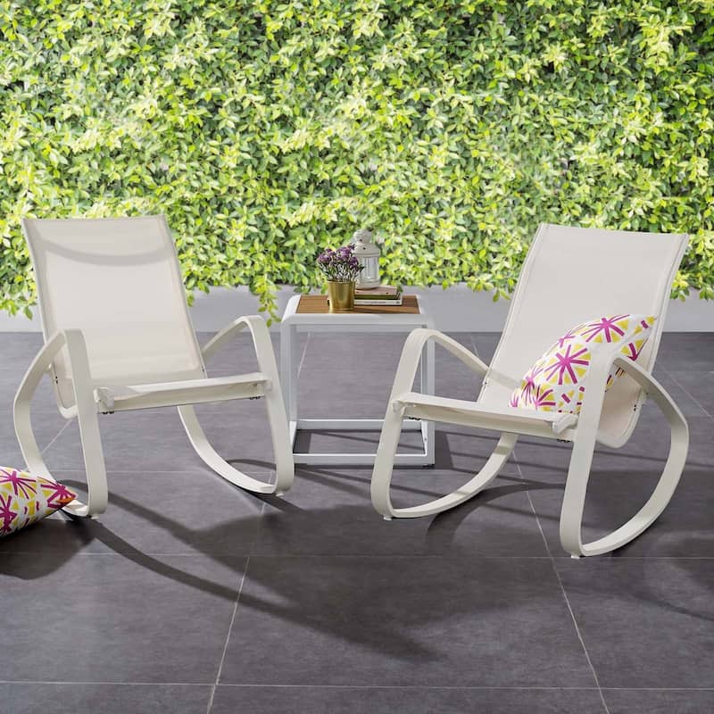 Havenside Home Coffman Cove Rocking Outdoor Mesh Lounge Chair (Set of 2)