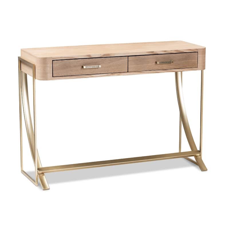 Modern and Contemporary Natural Brown 2-Drawer Console Table - N/A