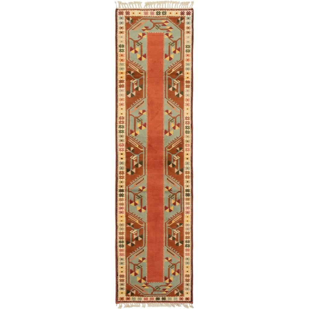 eCarpetGallery Hand-Knotted Ushak Copper Wool Rug - 2'5 x 9'7