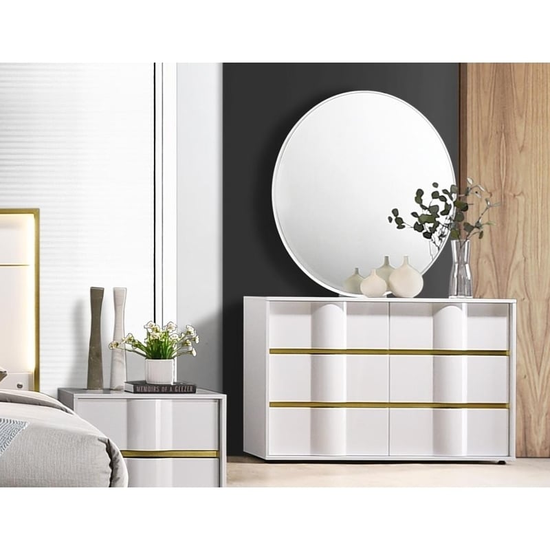 white and gold modern dresser