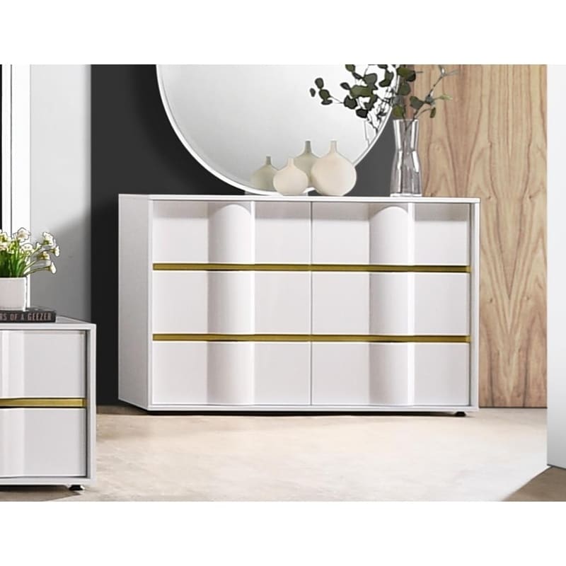 Best Master Furniture White With Gold Trimming Dresser Overstock 27147064