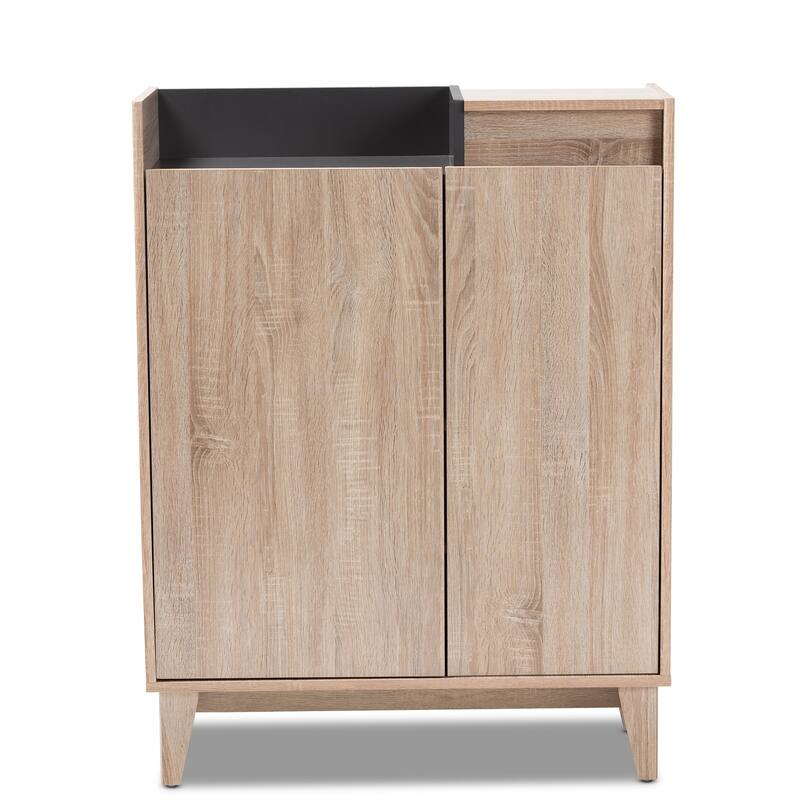 Mid-Century Two-Tone Shoe Cabinet with Drawer
