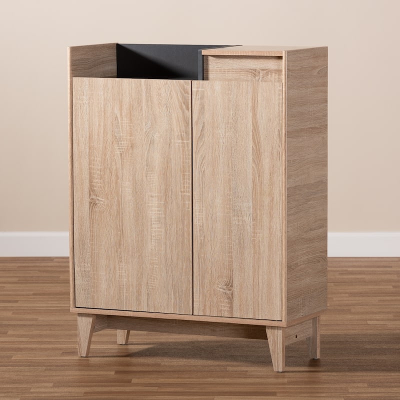 Mid-Century Two-Tone Shoe Cabinet with Drawer