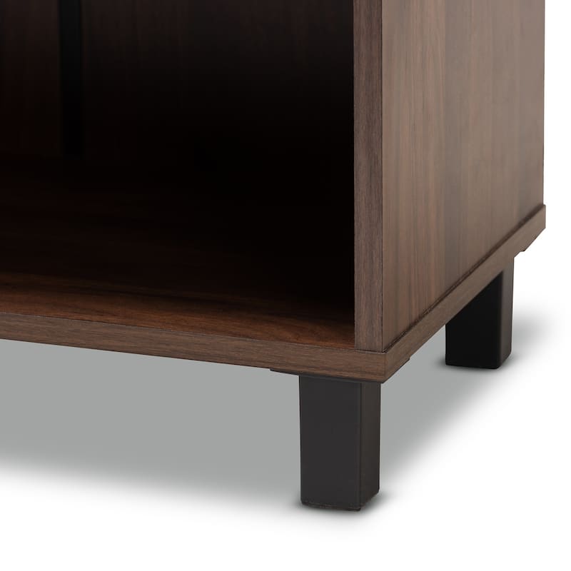 Modern and Contemporary Walnut Brown 2-Door Shoe Storage Cabinet