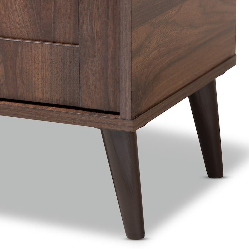 Mid-Century Walnut Brown 2-Door Shoe Storage Cabinet