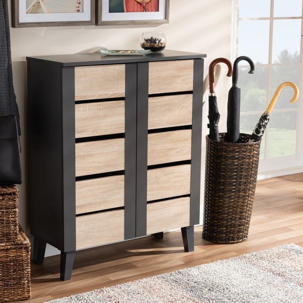 Shop Modern And Contemporary Two Tone 2 Door Shoe Storage Cabinet On Sale Overstock 27147072