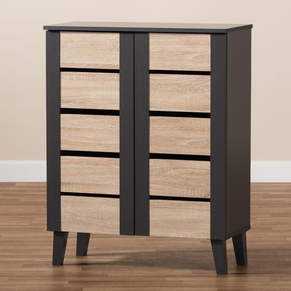 Shop Modern And Contemporary Two Tone 2 Door Shoe Storage Cabinet