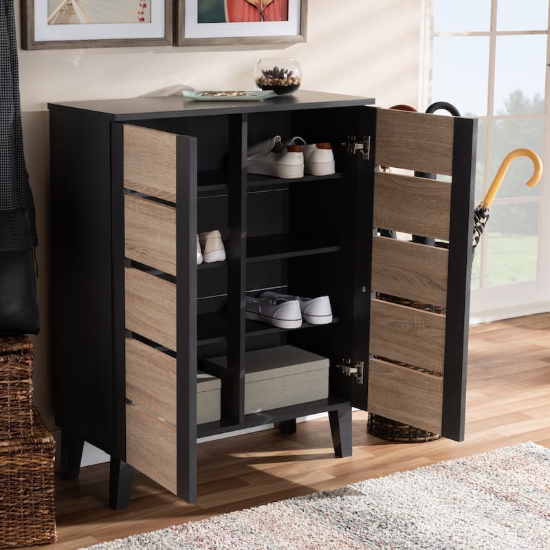 Modern and Contemporary Two-Tone 2-Door Shoe Storage Cabinet