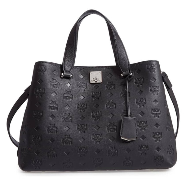 Shop Mcm Large Essential Monogram Leather Tote - Black - Free Shipping Today - Overstock - 27147159