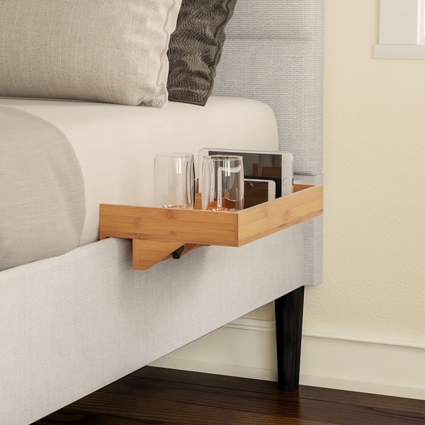 Bedside Shelf- Eco-friendly Bamboo Modern Clamp-on Floating Tray by Lavish Home. Opens flyout.
