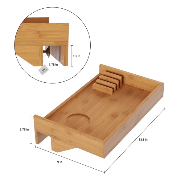 Bedside Shelf- Eco-friendly Bamboo Modern Clamp-on Floating Tray by Lavish Home