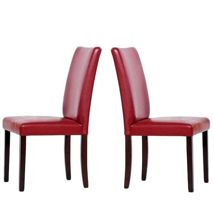 Shino Bi-cast Leather Chairs Red (Set of 8) - Set of 8 - Red