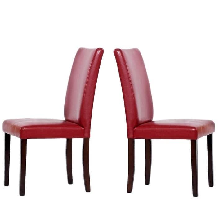 Shino Bi-cast Leather Chairs Red (Set of 8)