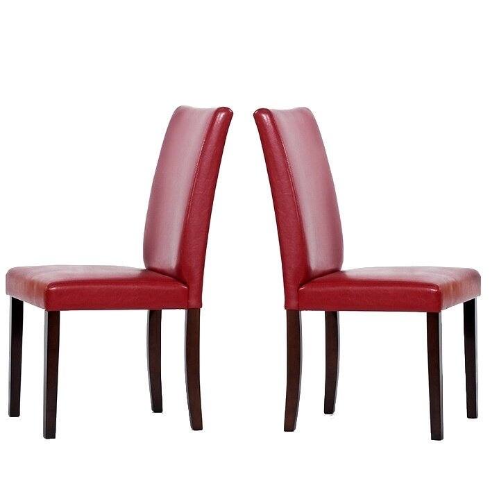Shino Bi-cast Leather Chairs Red (Set of 4)