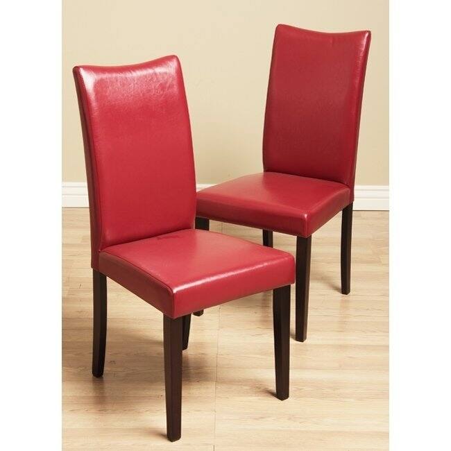 Shino Bi-cast Leather Chairs Red (Set of 4)