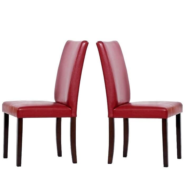 Shino Bi-cast Leather Chairs Red (Set of 4)