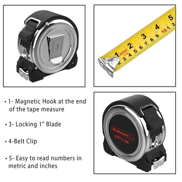 Jacent Tape Measure 1 Pack Professional Quality 25-Foot Measuring Tape with Magnetic Tip