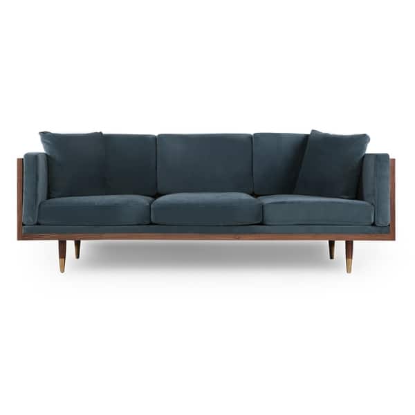 Shop Kardiel Woodrow Lush Mid Century Modern 87 Sofa Velvet Overstock 27147627