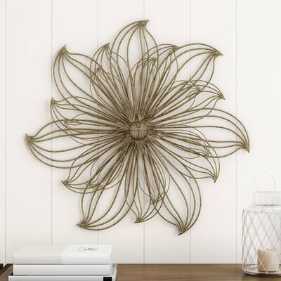 Carson Carrington Metallic LLarge Wire Flower Sculpture Wall Decor