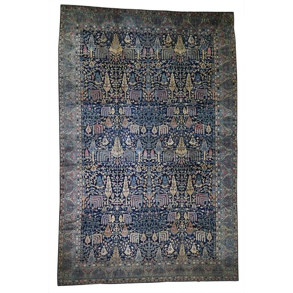 Shahbanu Rugs Oversized Antique Maharaja Kashmir Willow Tree Design Hand-knotted Rug (11'7" x 17'8") - 11'7" x 17'8"