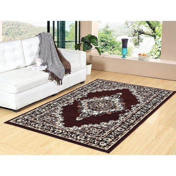 100% PREMIUM POLYPROPYLENE with JUTE BLEND LATEX BACKING AREA RUGS (5" x 8",COFFEE) - Brown