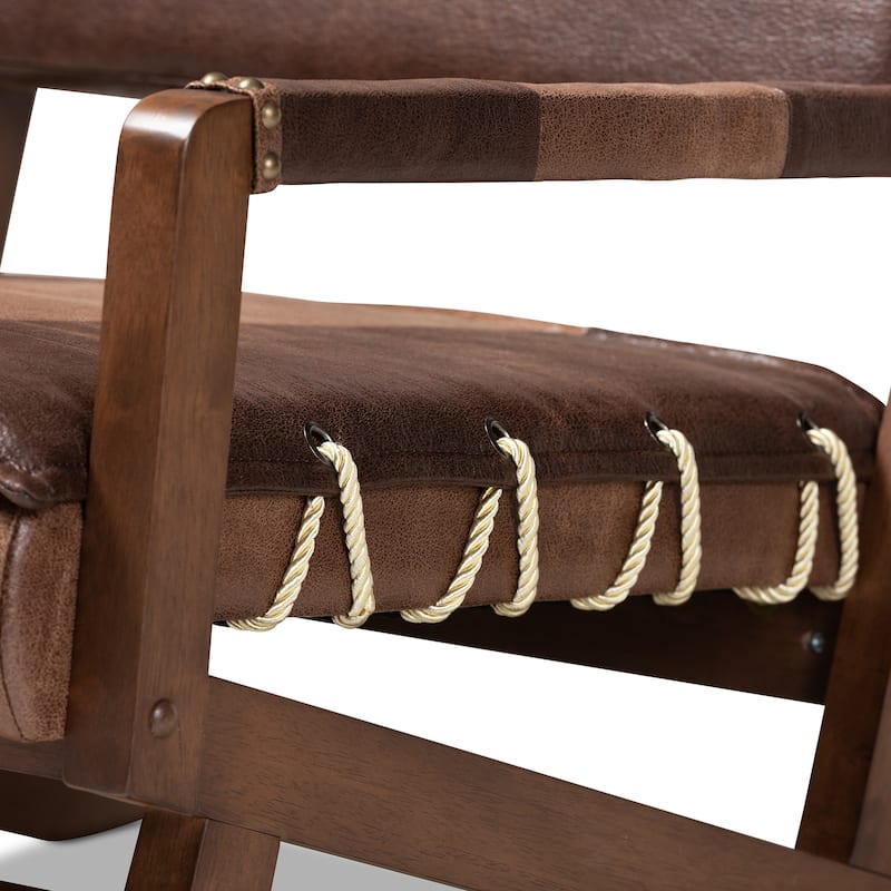 Rustic Brown Faux Leather Lounge Chair