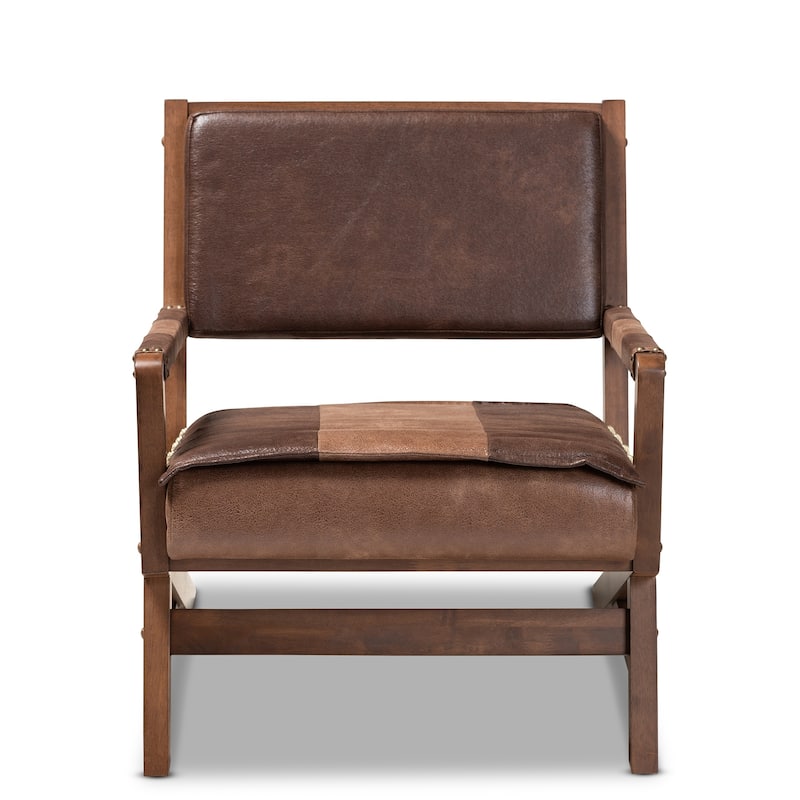 Rustic Brown Faux Leather Lounge Chair