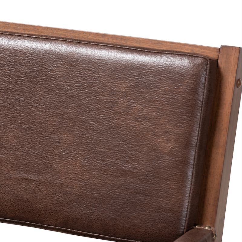 Rustic Brown Faux Leather Lounge Chair
