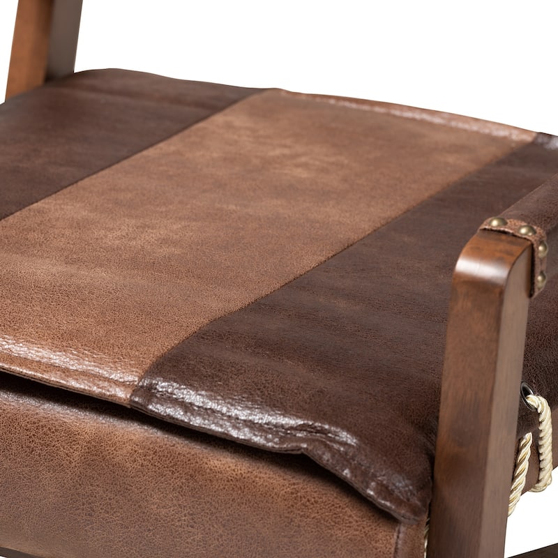 Rustic Brown Faux Leather Lounge Chair